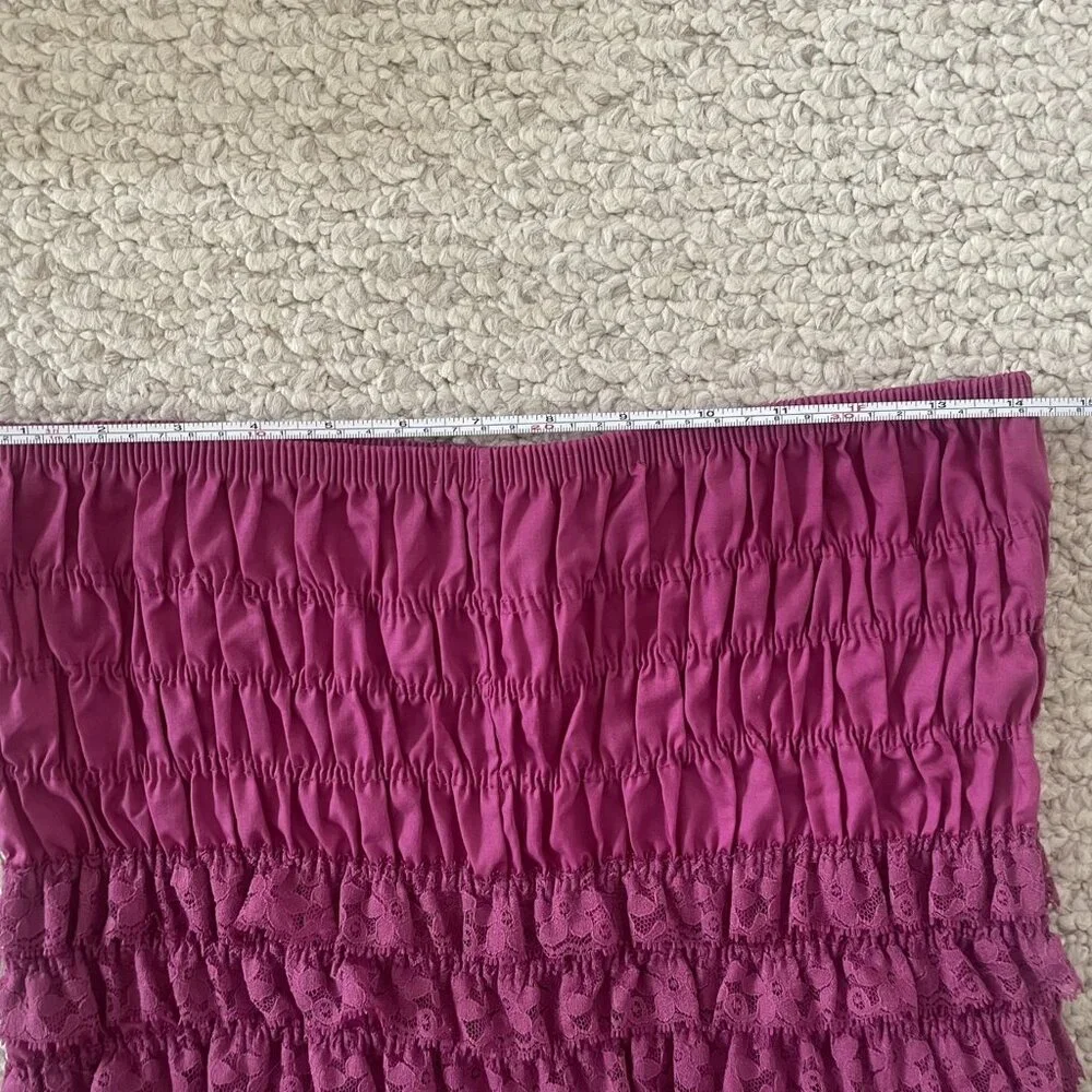 Vintage Malco Modes Ruffle Bloomers Fuchsia Lace Pettipants - Sz Large - Picture 4 of 9